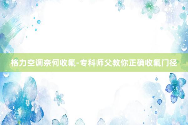 格力空调奈何收氟-专科师父教你正确收氟门径