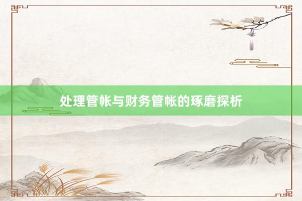 处理管帐与财务管帐的琢磨探析